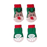 2 Paar Hundeschuhe Schutzfüße Abdeckungen Weihnachten Thema für Haustier Indoor Outdoor Hund Füße Abdeckungen Schutzsocken