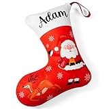 Ferocity Strumpf für Weihnachten Personalisiert mit Namen für Kinder 2 in 1: Custom Weihnachtsdeko Weihnachtsstrumpf Socke und Kissen mit Füllung 30 x 30 x 20 cm Motiv Weihnachtsmann Nikolaus [156]