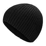 ZLYC Herren Winter Strickmützen Mode Warm Slouch Beanie Mütze,Festes Schwarz,Gr. Einheitsgröße
