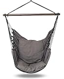 HOBEA-Germany Hängesessel Hängestuhl Hängesitz mit 2 Kissenhüllen (XXL (bis 140kg belastbar), Uni Grau)