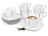 SÄNGER | Kaffeeservice Bilgola Black Lines aus Porzellan, Kaffee Geschirrset für 6 Personen, Tassen & Untersetzer Set, mit Schwarzen Linien 150 ml | PREMIUM COLLECTION