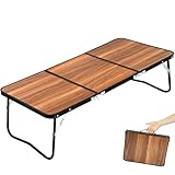 Jerylota Faltbarer Campingtisch, 3-fach faltbar, tragbarer Picknicktisch mit Aluminiumbeinen, 90 cm, leichter Strandtisch mit Griff für Outdoor-Kochen, Strand, Camping, Party, Reisen