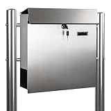 Maxstore STILISTA Standbriefkasten, V2A Edelstahl, Zeitungsfach, Modellwahl, Eckig