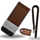 Selective Cards|Geldscheinklammer echtes Leder mit Edelstahl Optik.Edel und elegant für Männer mit Stil und Klasse|Geldklammer | Money Clip|Geldclip (Dunkelbraun)