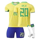 Generisch Brasilien Fußball Trikots für Kinder/Erwachsene, Brasilien Fussball Trikot Shorts Socken Set Jungen Herren Trainingsanzug