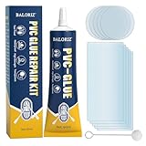 BALORIZ Pool-Reparaturset, wasserdicht, Whirlpool-Reparaturset, transparentes Reparaturset für PVC- und PU-Schlauchboote, aufblasbare Spas, Luftmatratzen, Hüpfburgen und Aufblasartikel, Zelt (60 ml)
