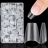 Kiiwah 300 Stück Nagel Tips, Französisch Soft Gel Nageltips Acryl Halbe Abdeckung Nagelspitzen Nail Tips mit Positionierungslinien für Nagelverlängerung Art Diy Nagelstudio zu Hause