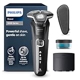 Philips Shaver Series 5000 – Elektrischer Nass- und Trockenrasierer für Herren mit ausklappbarem Trimmer, Reinigungsstation, Reinigungskartusche & Reiseetui (Modell S5898/50)