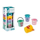 Janod - 5 Spieleimer für die Badewanne - Baby- und Kleinkindspielzeug - Handhabung und Geschicklichkeit - Lernen der Zahlen - Ab 10 Monaten, J04724