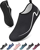 VOLHAL Badeschuhe Damen Wasserschuhe Herren Schwimmschuhe Schnell Trocknend Strandschuhe rutschfeste Aquaschuhe Leicht Surfschuhe für Beach Pool Yoga, Schwarz 43 EU