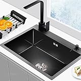 Küchewaschbecken Edelstahl Einbauspüle, Freistehend Spültisch, Geschirrbrause Wasserhahn, für Restaurant, Küche, Wäscherei ( Size : 50*40cm/19.6*15.7in )