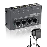 SinLoon HA400 4-Kanal Stereo Kopfhörerverstärker, Metall Mini Audio Splitter mit unabhängiger Lautstärkeregelung, 1/4' TRS Ausgang & Eingang, mit 12V Adapter für Studio, Bühne, PC, Gitarre