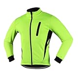 SMTSEC Herren Fahrradjacke Winter Laufjacke Wasserdicht Atmungsaktiv Leicht Thermo Fleece Winddichte Reflektierend Radjacke Winterjacke Fahrrad Jacken Für Radfahren Joggen Wandern,Green-S