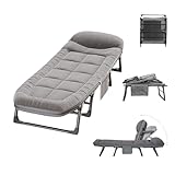 Tragbares Klappbett mit Matratze – Verdickter Metallrahmen für Camping, Büro oder Outdoor, strapazierfähiges Cordgewebe, platzsparendes Design