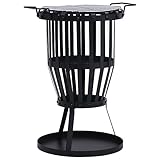 vidaXL Garten Feuerkorb mit Grillrost Holzkohlepfanne BBQ Grill Feuerschale Feuerstelle Gartenfeuer Terrassefeuer Terrassenofen Grillfeuer Stahl 47,5cm