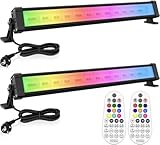 MEIKEE 42W RGB Strahler mit Fernbedienung 360° Wallwasher Flutlicht 10 Farben 30 Modi Timer 6 Helligkeitsstufen Memory-Funktion LED Strahler RGB Bar für Bar Party Disco Feiern Bühne Häuser 2 Pack