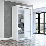 A&J MöbelLand Schwebetürenschrank GAPI Kleiderschrank 2-türig mit Spiegel, Garderobe 120 cm (Weiß/weiß/weiß)
