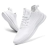 FUJEAK Women's Trainers, Sports Shoes, Lightweight Fashioh Trainers, Shoes, Road Running Shoes, Running Shoes, Walking Shoes weiß EU 42