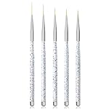 Sularpek Nagel Pinsel Dünn, 5 Stück Nagel Art Liner Pinsel, Professional Nailart Pinsel Fineliner, Nageldesign Pinsel, Extrem Feine Borsten für DIY Nail Art Salon und Heimgebrauch (Weiß)