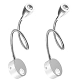 Leselampe Wandmontage LED Bett Leseleuchte 3W Bettleuchte Schwanenhals Lampe warmweiß 2Pack Hell Nachtbeleuchtung Leselicht für Schlafzimmer