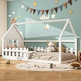 Kebnor 90 * 200cm Flachbett, Kinderbett, Hausleiste(Ohne Matratze) (weiß)