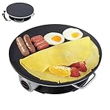 YIGECHENXIN 3-Geschwindigkeits einstellbare Temperatur kleine antihaftbeschichtete elektrische Crêpe-Maker mit Einer antihaftbeschichteten 12,5 Zoll Pfanne Stil Kochplatte 1200W