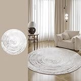 Waschbarer, rutschfester, weicher, runder Teppich, Hochflor-Teppich für kleine Schlafzimmer und Wohnzimmer, 200 cm, gemütliche Bodenmatte, Grau