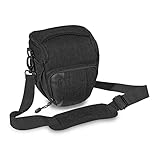 Pedea Kameratasche Fashion Schwarz 17 x 20 x 13cm (BxHxT) - Fototasche für Spiegelreflexkameras – Kameratasche klein - Kamera Umhängetasche - Camera Bag für Systemkamera