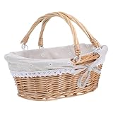 CHILDWEET Picknickkorb Obstkorb Körbe organisieren Weidenkorb mit Griff Garten Korb Picknick Weidenkorb gewobener Korb Pinischer Korb Kleiner Weidenkorb kleine Körbe Vorratskörbe Stoff