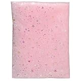 Tüllstoff Glitzer Rosa Dekostoff mit Sternen Sparkly Stoff 155 * 100 cm Tülls Rolle Glitzer Garn Tüll Deko Stoffe Garn Tüll Stoff Weich und Fein Dekoband für Hochzeit Party Geschenke Deko Basteln