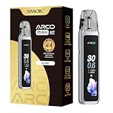 SMOK ARCO MAX Vape Pod System Kit 1300mAh 5W-30W Leistung 2.25 Zoll TFT Display 3ml Top-Fill Meshed 0.6Ω Pods Airflow Typ-C Aufladung Ohne Nikotin Silver