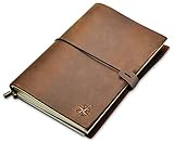 A5 Notizbuch Leder - DIN A5, 22x15cm - Nachfüllbares Reisetagebuch aus Echtem, Handgefertigtem Leder - Perfekt als Tagebuch, Notizbuch, Skizzenbuch oder Lebensplaner - Leather Journal mit Blankopapier