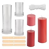 Kerzenform zum Gießen, 3 Größen Plastik kerzenformen mit Baumwoll Kerzendocht and Zentriervorrichtung DIY Handwerk Kerzen Form aus Kunststoff Seifenform für Weihnachten Hochzeit Abendessen