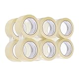 Amazon Basics Paketband Rollen, 0.047 mm dick, Clear, 12 Stück, 48 mm x 66 m
