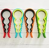 Dusenly 4 Stück 4-in-1 Easy Grip Multi Jar Öffner rutschfester Ring Pull Dosenöffner für Glas Deckel Öffner, Flaschen und Dosenöffner