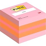 Post-it Notes Mini Würfel, Orange, Rosa und Gelb, 400 Blatt, 51 mm x 51 mm - Selbstklebende Notizzettel zum Notieren, für To-Do-Listen und als Erinnerung