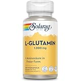 Solaray - L-Glutamin 1000mg - 100 Vegane Kapseln nicht Pulver - Hochdosiert Aminosäure - 500mg reines Glutamin pro Kapsel - Laborgeprüft