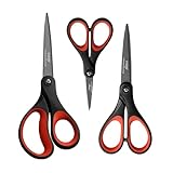 LIVINGO Titan-Schere-Set – Hochleistungs-scharfe, nicht klebrige Klingen für Papier, Stoff, Schreibwaren – Komfortgriff-Griffe – Ideal für Zuhause, Büro, Schule und Basteln – Enthält 5', 7', 8' Größen