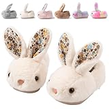 Nasogetch Kinder Hausschuhe für Mädchen & Jungen, Winter Plüsch Pantoffeln Warm und Kuschelig mit Süßen Tiermotiven Häschen Geschlossene 1678 Beige 28 190mm 26/27EU