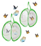 Schmetterlinge Züchten, Schmetterling Habitat Käfig, Schmetterlingshäuser Klappbar in Netz Transparent Belüftung Für Schmetterlingen, Libellen(2 Stück)