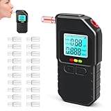 Alkoholtester mit Zwei Sensoren,Polizeigenaues Promillemessgerät mit Professionellem Digitalem LCD-Display und 20 Mundstücken,Tragbarer Alkoholmessgerät für Den Persönlichen und Professionellen Gebrau