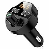 Poo4kark Auto Bluetooth FM Transmitter MP3 Modulator Player Wireless Hands Audio Receiver Dual USB Schnellladegerät (Black, One Size)