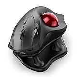 Nulea M511 drahtlose Trackball-Maus, wiederaufladbare ergonomische Daumen-Control-Maus mit Kipphalter, Glatte und präzise Tracking, 3 Geräteanschluss (Bluetooth oder USB-Empfänger)(Rot)
