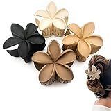 Haarklammern mit Blumenmuster, matt, hawaiianische Haarspangen für Damen, dickes, dünnes Haar, groß, niedlich, rutschfest, starker Halt, Haar-Zubehör (4 neutrale Farben)