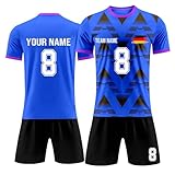 Generisch Personalisierte Fußball Trikot Kinder, Fussball Trikot Kinder mit eigenem Namen Logo Nummer, Fußball Trikot Shorts