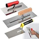 3 Stück Glättekelle, Profi Edelstahl Glättkelle, Set mit Putzkellen, Edelstahl Maurerkelle, Putzkelle Mit Softgriff Stuckateur Werkzeug, Glättscheibe Traufel mit Ergonomisch Griff, Glätter
