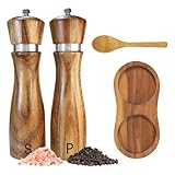 HaHlaklw Salz- und Pfeffermühlen-Set Aus, Manuelle Pfeffermühle, Einstellbarer Mahlgrad, mit Salz- und Pfeffermühlenfach,