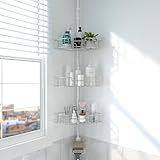Duschregal, Höhenverstellbares Duschregal ohne Bohren Duschablage Ecke Edelstahl Eckregal Bad Badregal mit 4 Körben für Badewanne und Badezimmer Rostfrei 137-317CM Schwarz,Silber
