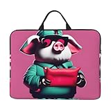 MDATT Piggy Laptoptasche, 35,6 cm (14 Zoll), für Damen und Herren, Kuriertasche mit Handschlaufe, Notebook-Schutz, Schwarz , Einheitsgröße