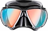 CRESSI Big Eyes Mask Black/Black 380 UV Blaue/Orange Lenses - Einzelne Maske Big Eyes zum Tauchen und Schnorcheln, Schwarz/Schwarz 380 UV Blaue/Orange Linsen, Einheitsgröße, Erwachsene